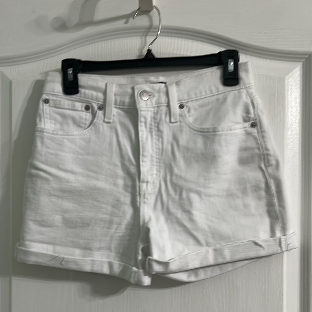 J. Crew White Jean Shorts High-Waisted Distressed